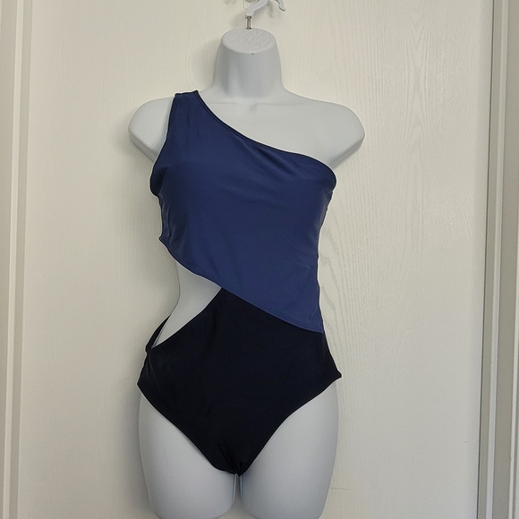 Women One Piece Yellow Cutout One Shoulder Bathing Suit Swimsuit M - Picture 4 of 7